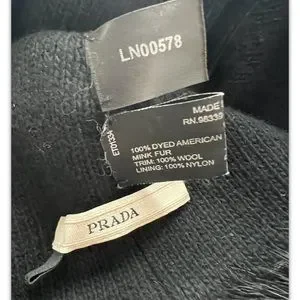PRADA Mink Fur and Wool Knit Beanie Hat LN00578 size Medium Prada | Accessories | Prada Mink Fur And Wool Knit Beanie  main image 3